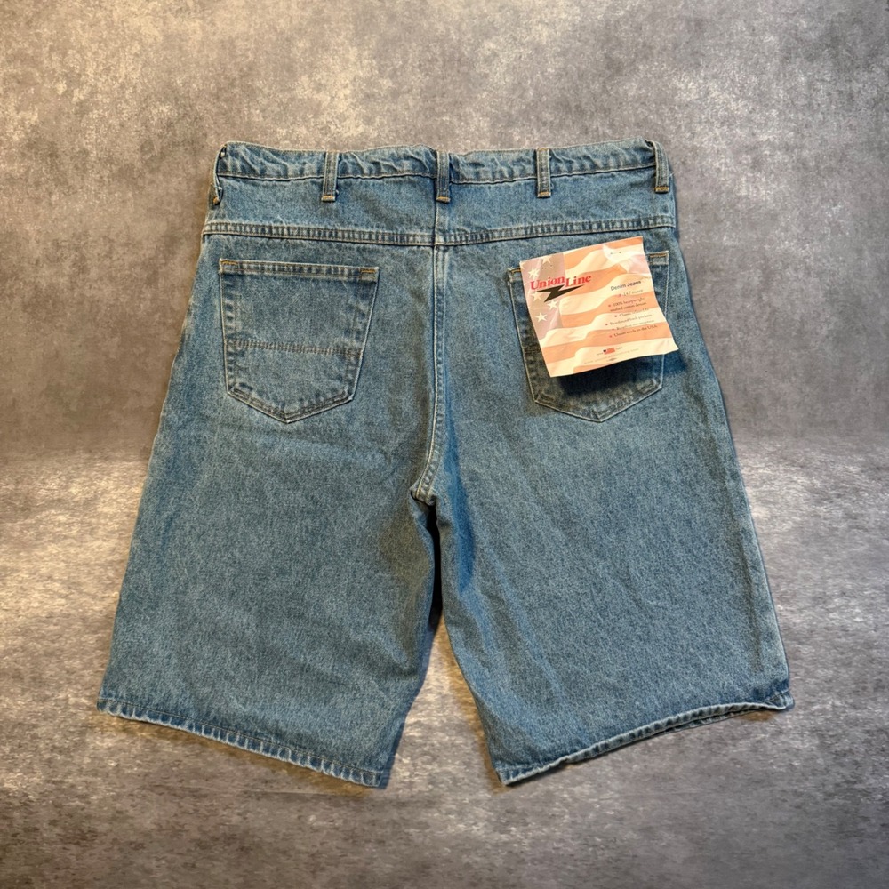 Vintage Union Line Mens Denim Shorts Size 38 Light Wash Blue Jorts NWT USA 90s